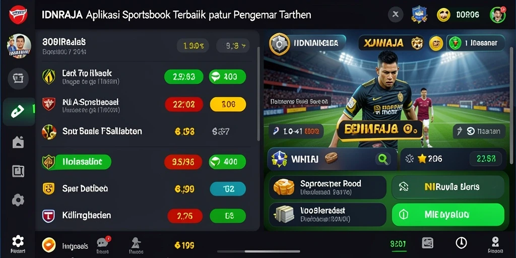 Tampilan utama IDNRAJA menampilkan antarmuka Sportsbook yang atraktif.