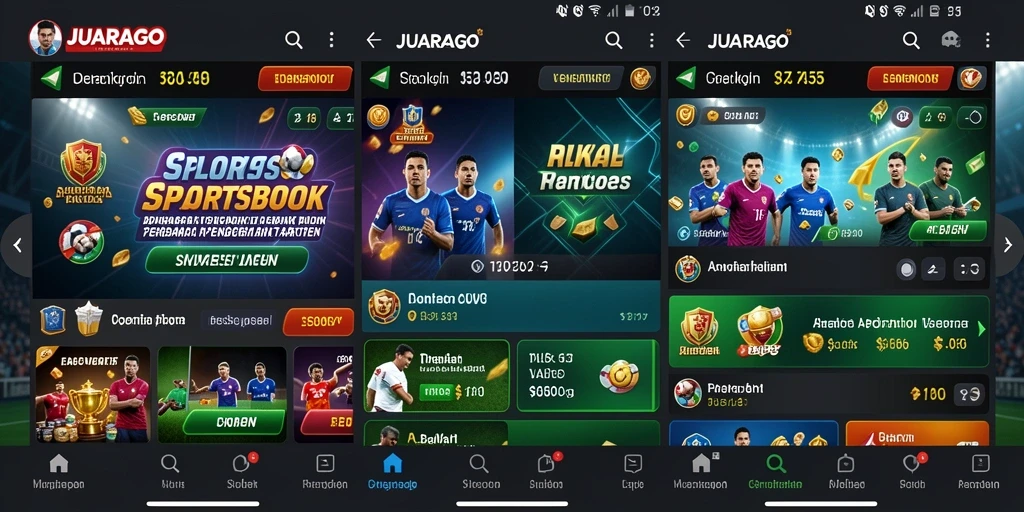 Tampilan antarmuka utama JUARAGO dengan pilihan taruhan olahraga.