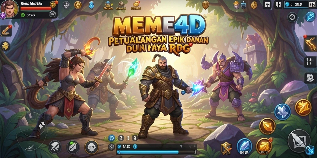 Tampilan screenshot utama MEME4D menampilkan aksi gameplay RPG yang mendebarkan.