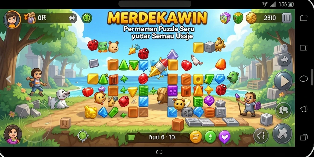 Tangkapan layar gameplay MERDEKAWIN yang menampilkan tantangan Puzzle.