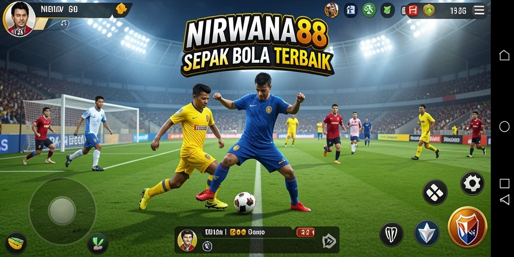 Screenshot NIRWANA88 menampilkan aksi seru dalam pertandingan sepak bola.