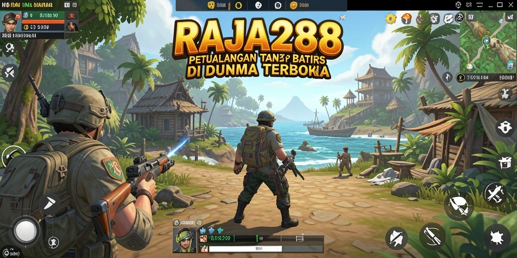 Screenshot gameplay RAJA288 menunjukkan petualangan seru di dunia terbuka.