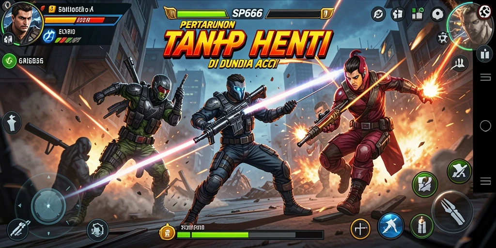 Screenshot utama gameplay <strong>SP666</strong> yang menunjukkan aksi pertarungan yang intens.